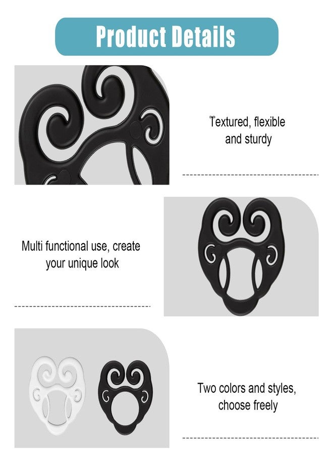 YUEWEESER 4PCS Shirt Cinch Clip for Women Clothing, T-shirt Ties Clips Clothes Corner Knotted Button Scarf Ring Fashion Comfortable Hidden Flexible (Black & White) - Image 3